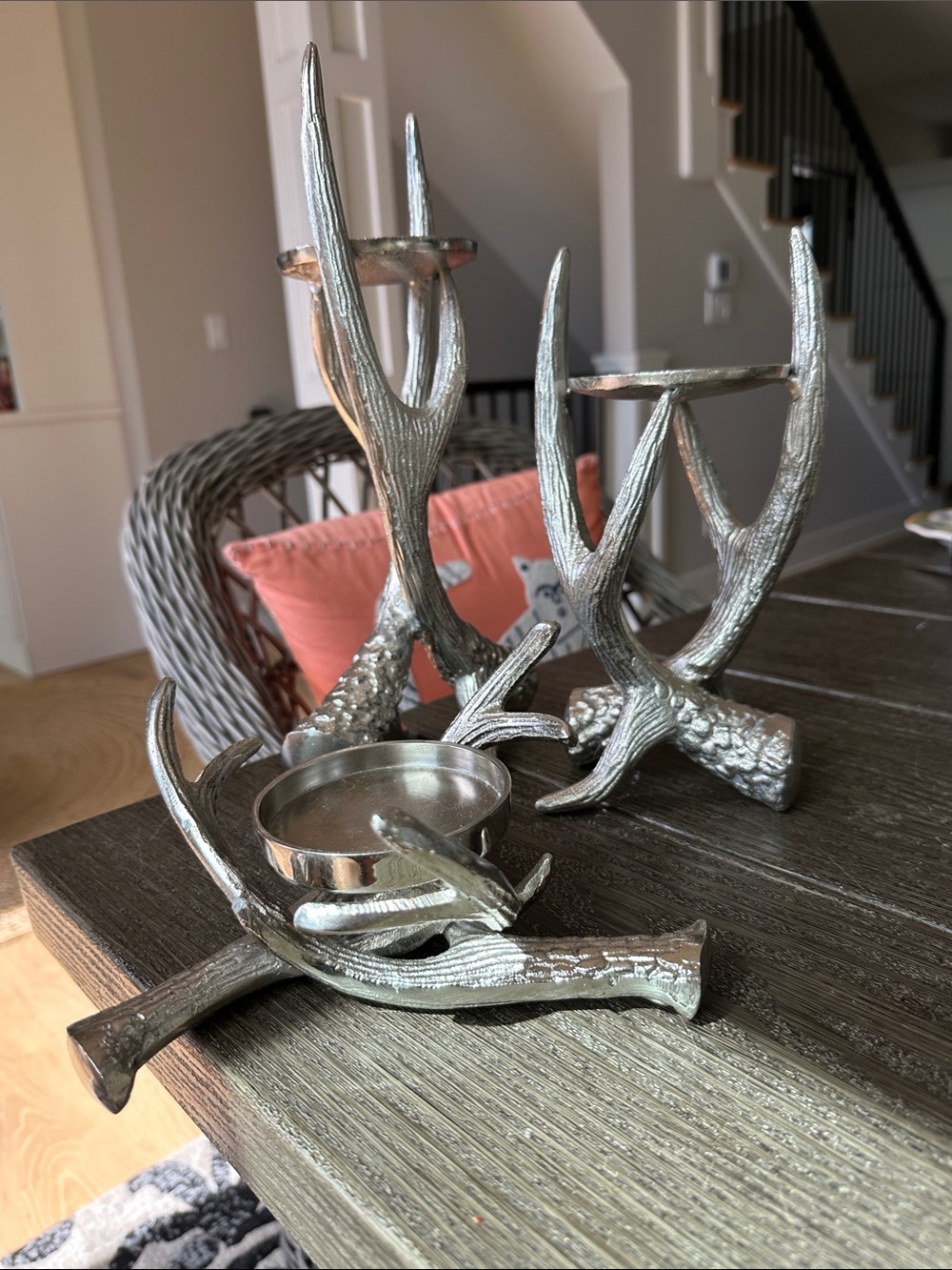 NWT 3 piece Antler Candle Holders Set - gorgeous 13/10/4 inches height